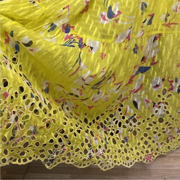 Tanya Taylor silk/cotton Yellow V-Neck Sleeveless Maxi  eyelet Sundress, US4 - Picture 8 of 14